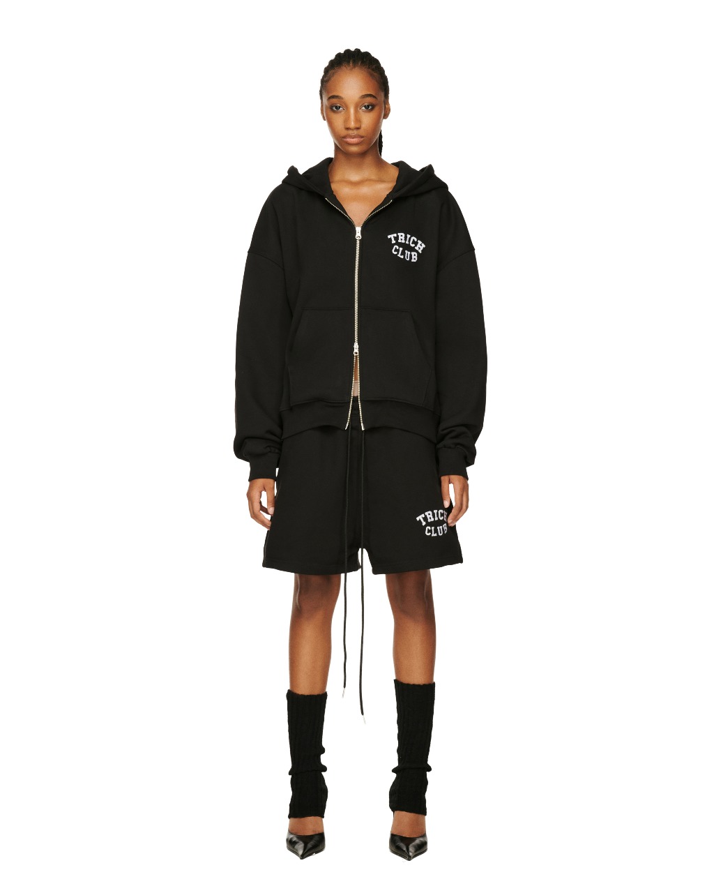 TRICHCLUB LOGO HOODIE ZIP - BLACK