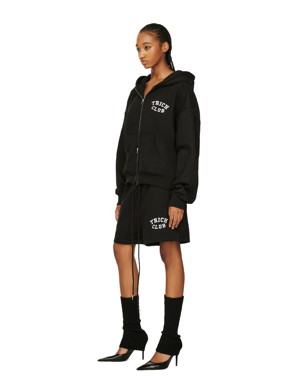 TRICHCLUB LOGO HOODIE ZIP - BLACK